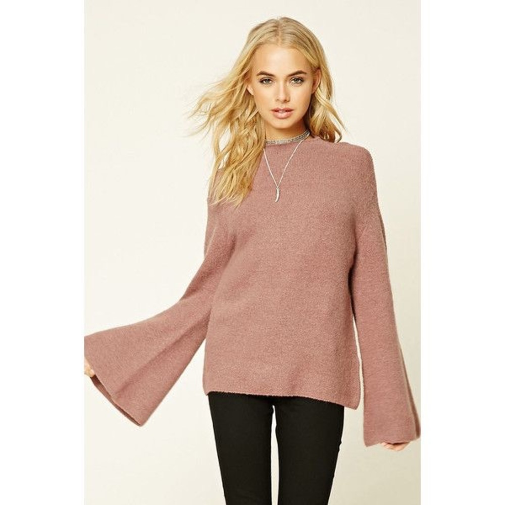 Bell Sleeve Mock Neck Mauve sweater